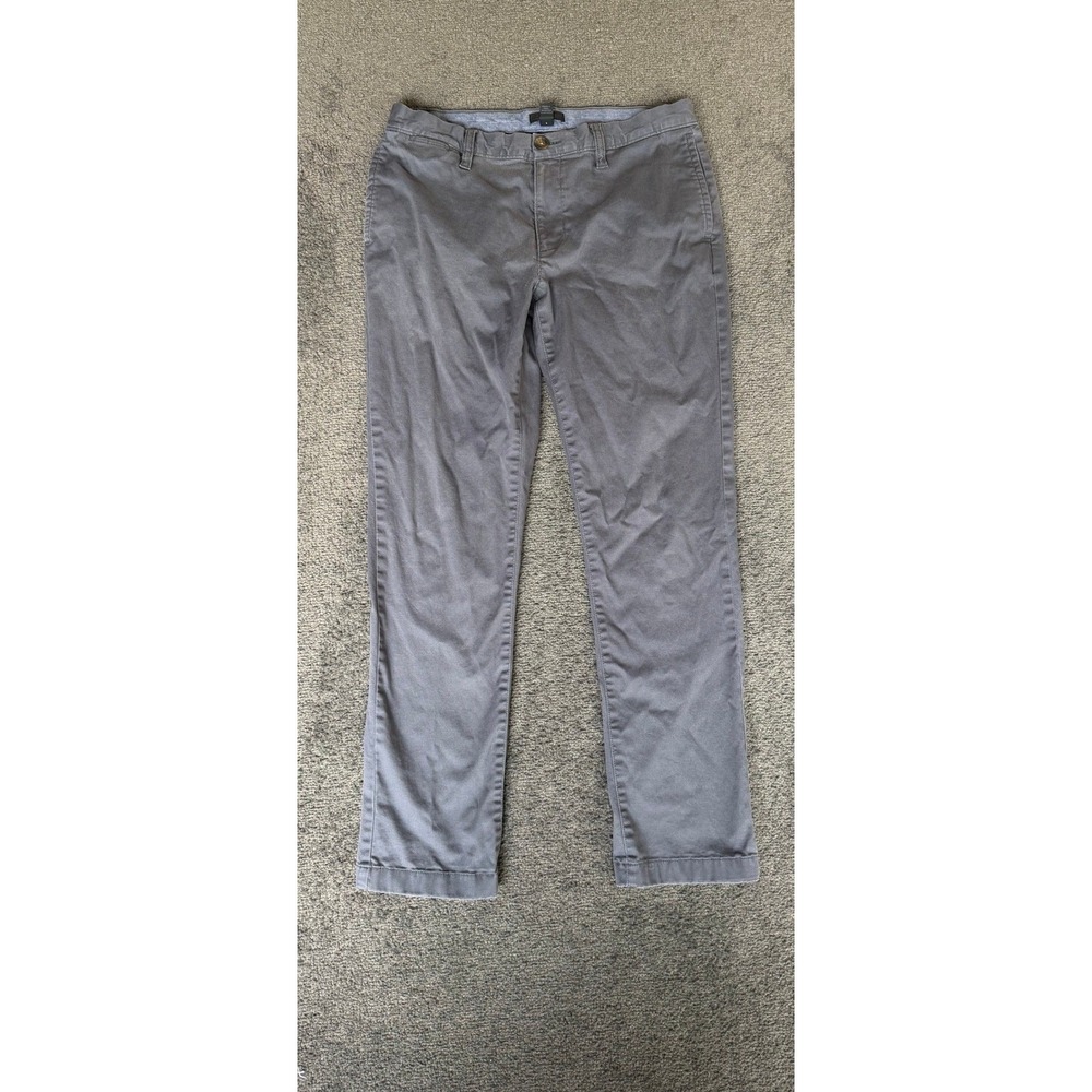 14th & Union Mens Slim Fit Chino Pants Gray 32W x 30L Flat Front Trousers‎